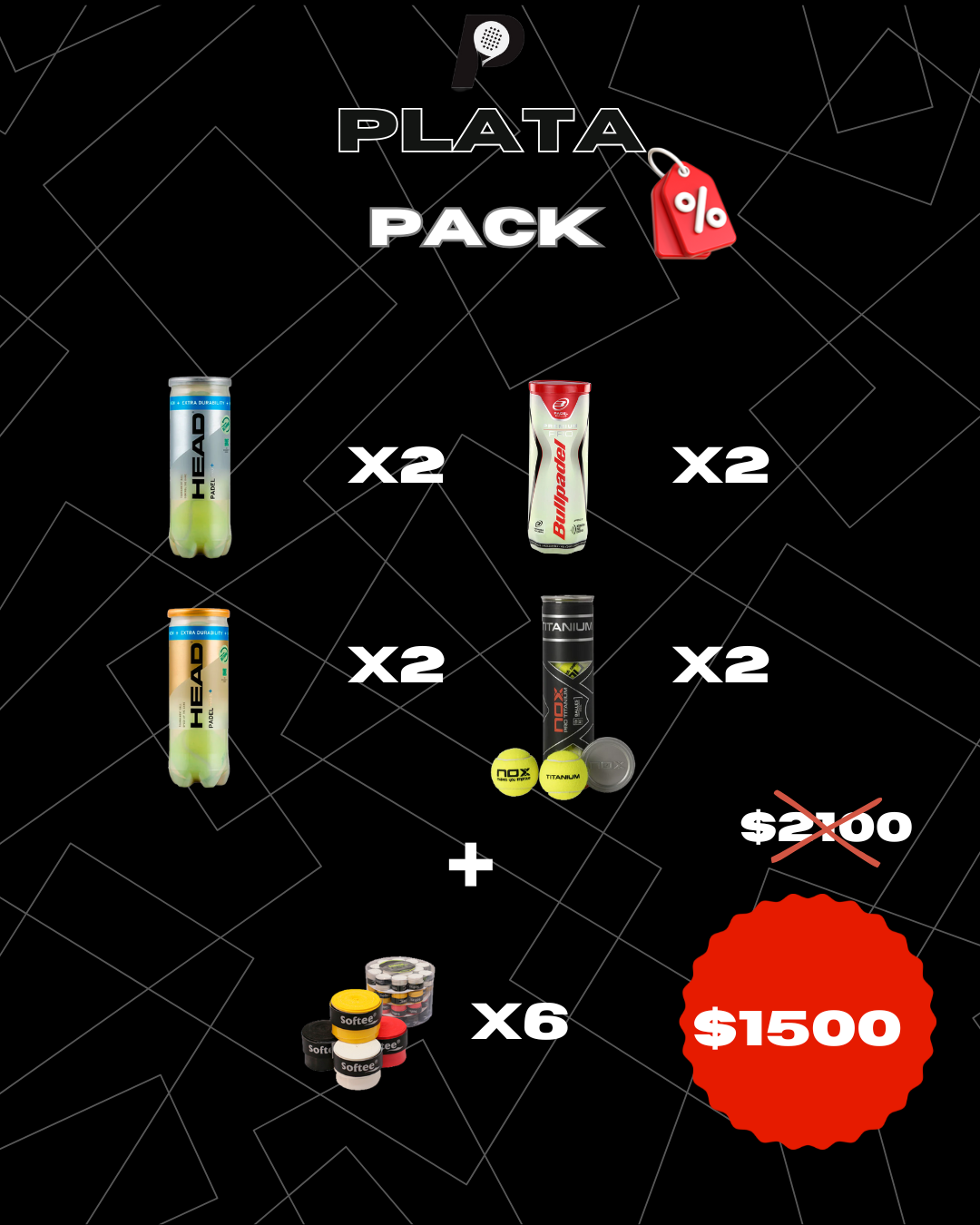 Plata Pack (8 botes de Pelotas+ 6 Grips)