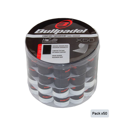 Tambor Overgrips Bullpadel Perforados Negro/Blanco (x50)