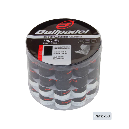 Tambor Overgrips Bullpadel Perforados Negro/Blanco (x50)
